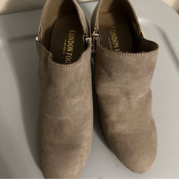 London Fog Birch Leather Ankle Boot Gray Beige Women 8.5 Stiletto Heel Shoes - Picture 5 of 11